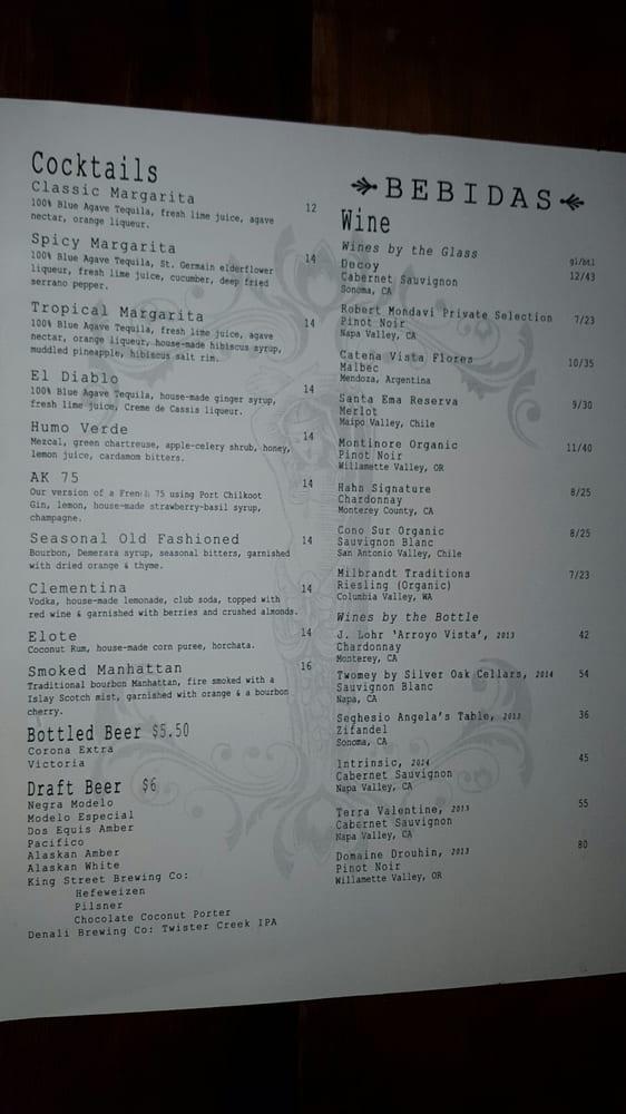 Menu at Tequila 61 pub & bar, Anchorage