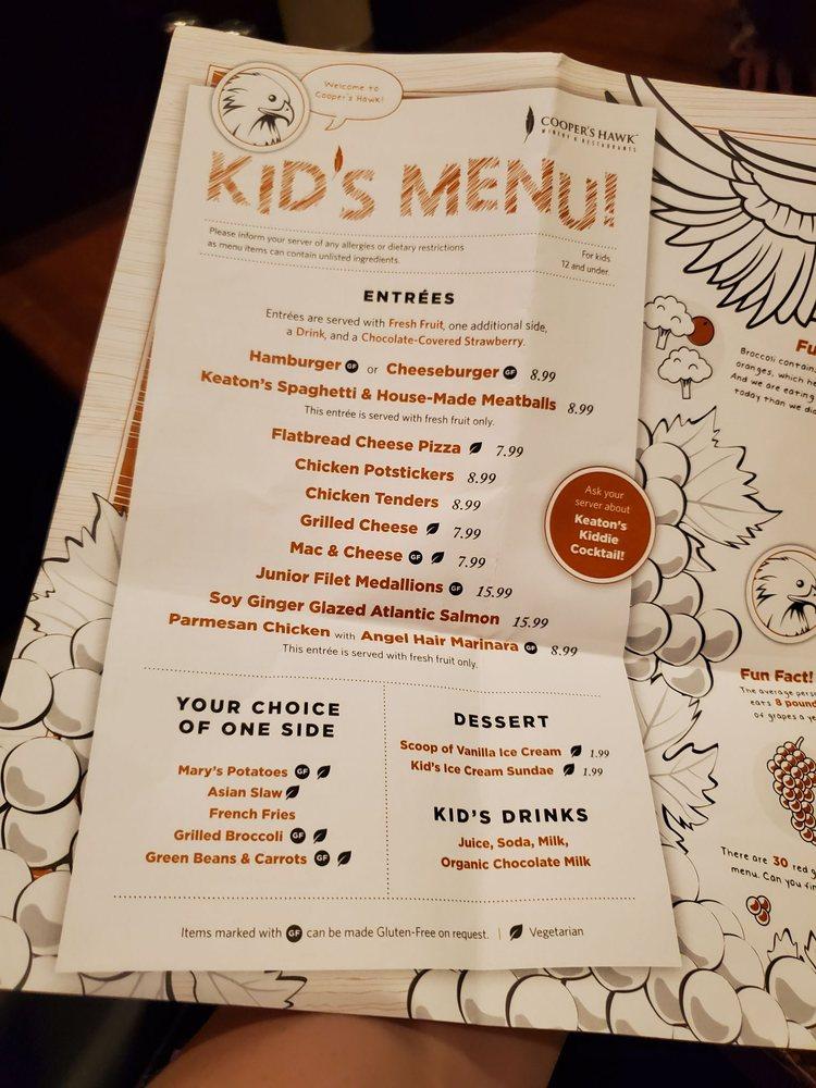 Menu at Cooper's Hawk Winery & Restaurant Orlando, FL at International Drive, Orlando