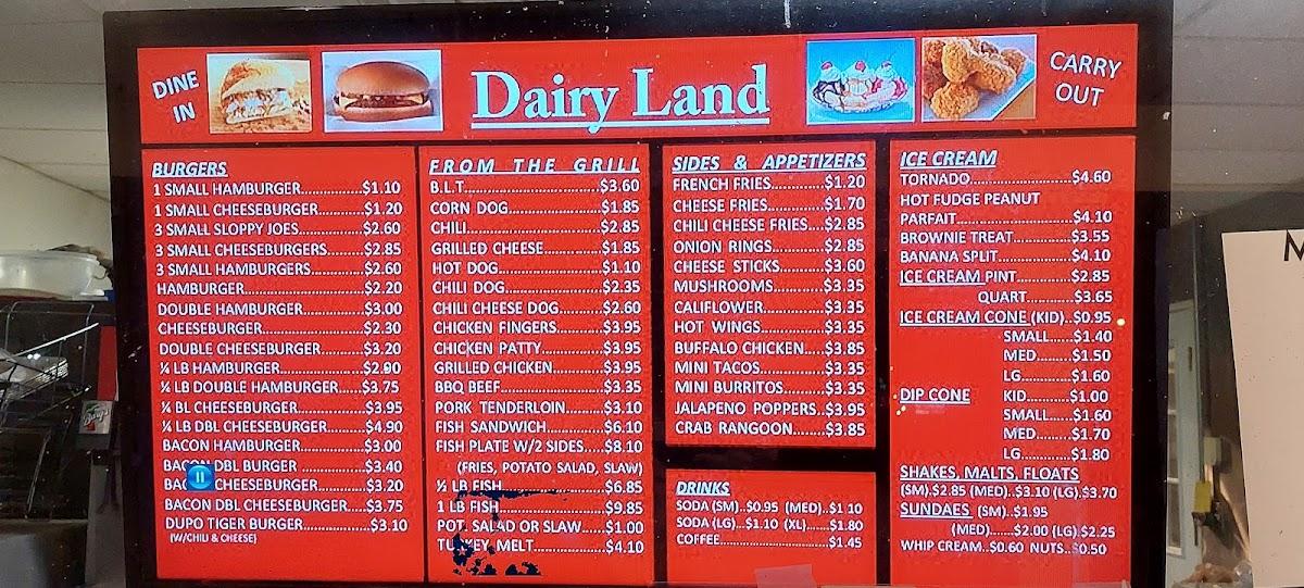 Menu at Dairy Land restaurant, Dupo