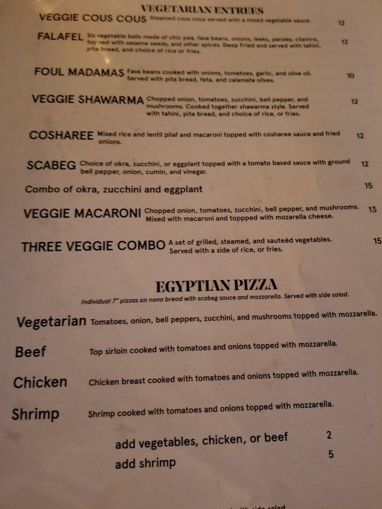 Menu at King Tut restaurant, Fort Worth, W Magnolia Ave