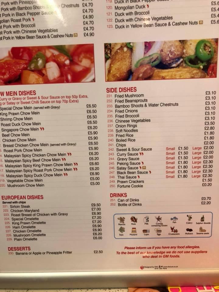 Menu at Mr Rice carluke fast food, Carluke