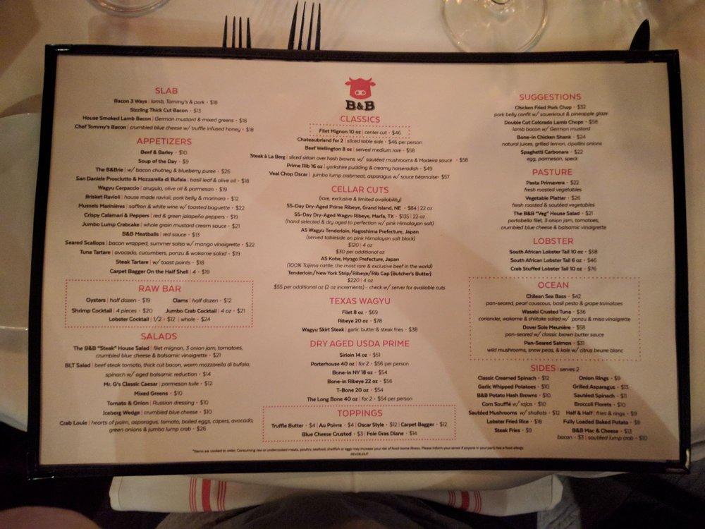 Menu At B&B Butchers & Restaurant, Houston