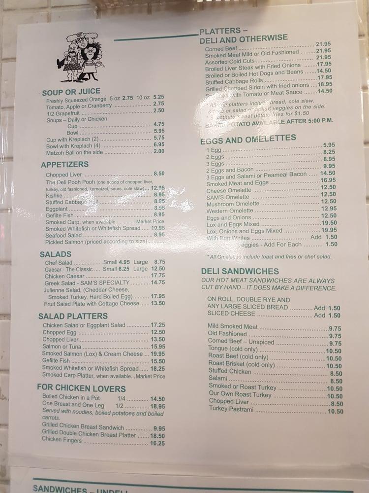 Menu at Centre Street Deli restaurant, Vaughan