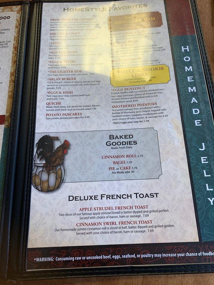 Menu at Roxie’s Country Skillet restaurant, Adams