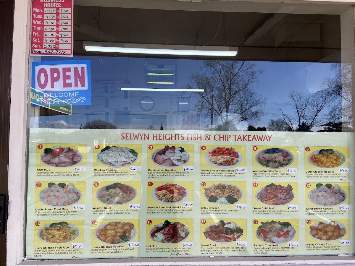 Carta del restaurante Selwyn Chinese Fish n Chips and Takeaway, Rotorua
