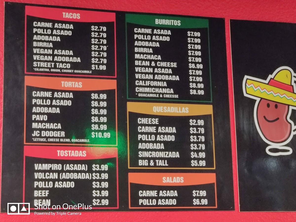 Menu At El Jumping Bean Taquería Restaurant Brawley