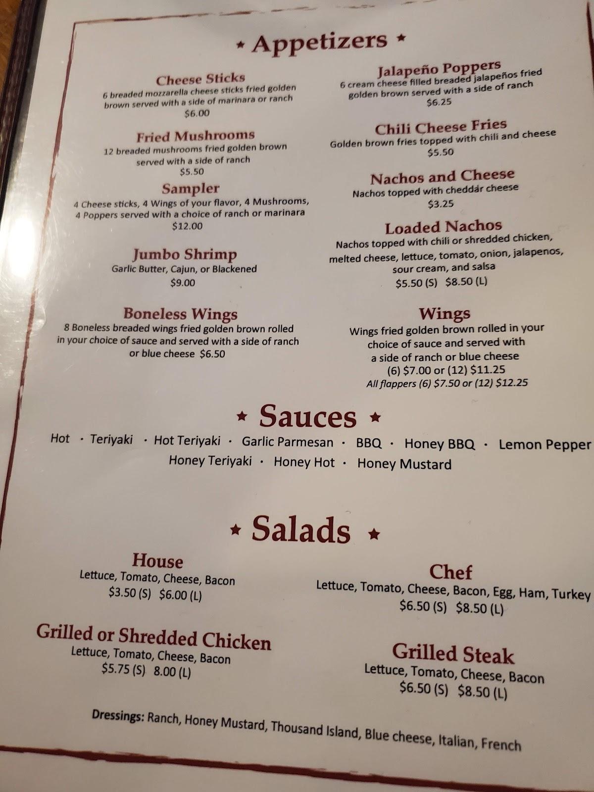 Menu at South Main Bar & Grill, Clover, 902 S Main St