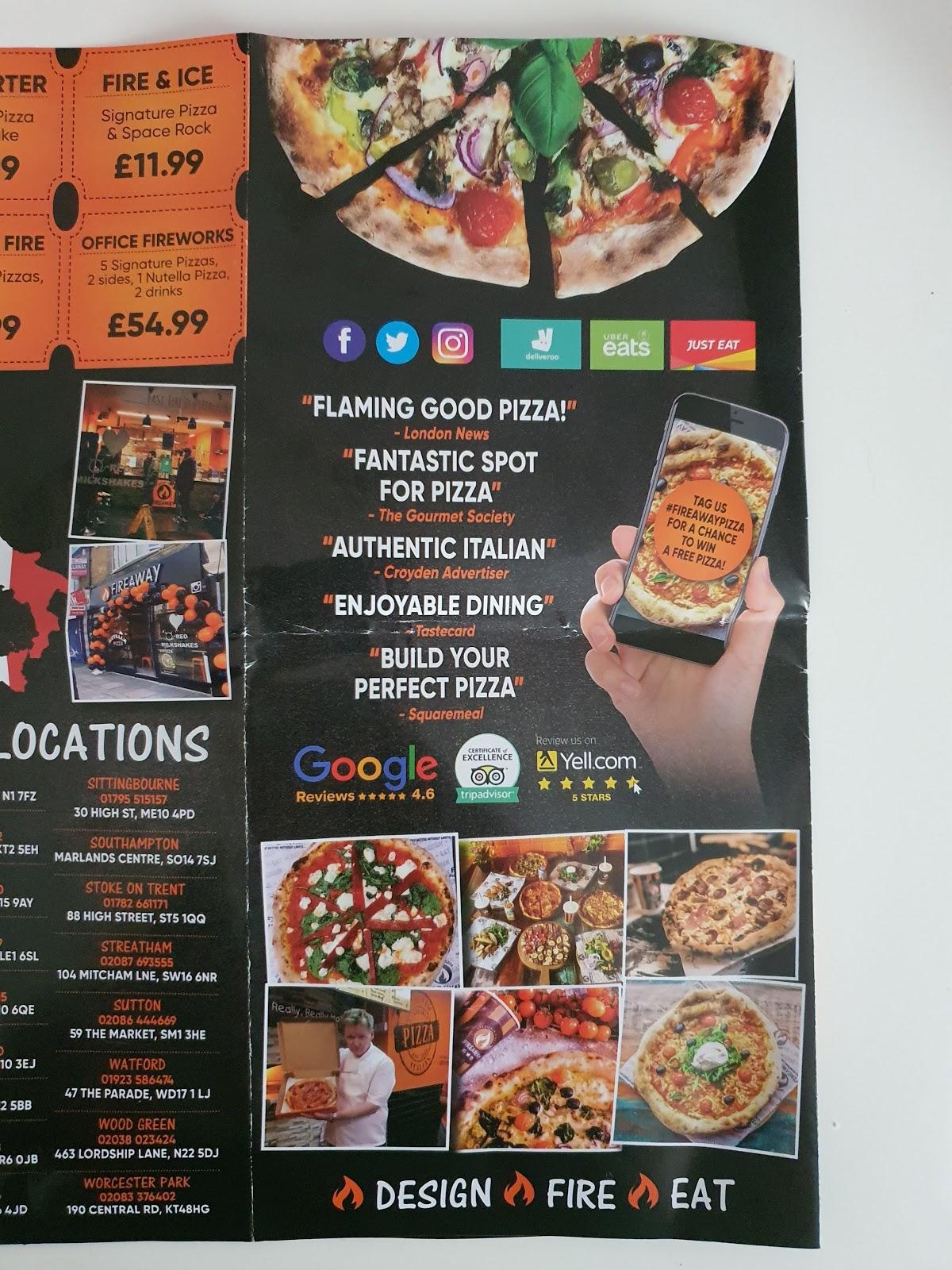 Menu At Fireaway Ealing Pizzeria London The Mall