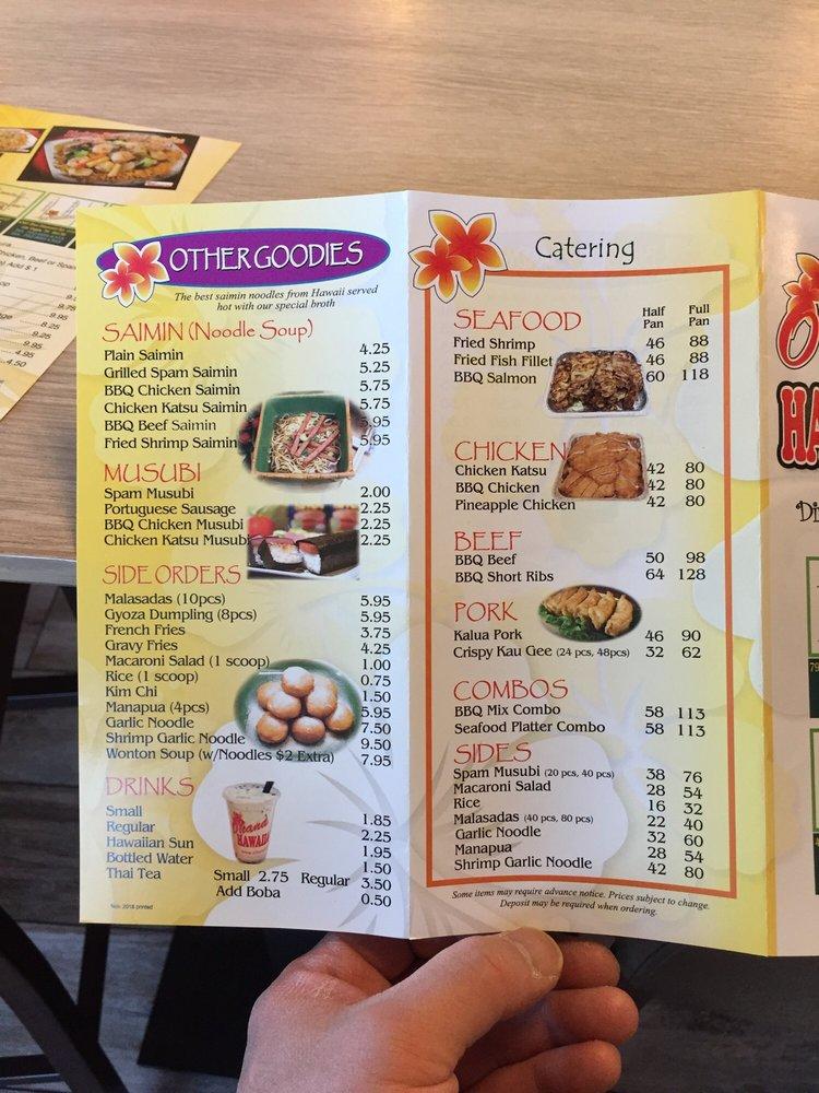 Menu At Ohana Hawaiian Bbq Las Vegas S Durango Dr 