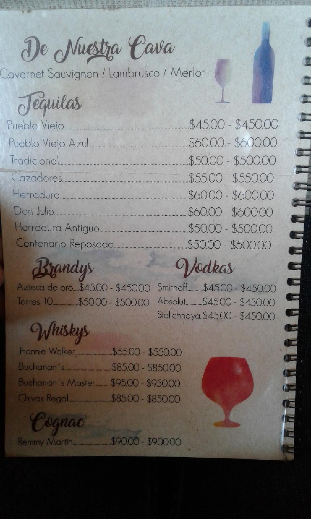 Menu at Restaurante "El Patio", Talpa de Allende