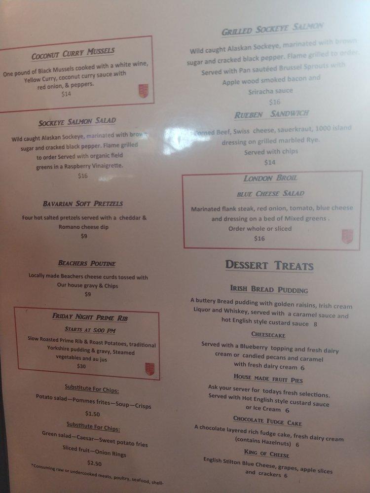 Menu at Three Lions Pub Novelty Hill, Redmond, NE Novelty Hill Rd
