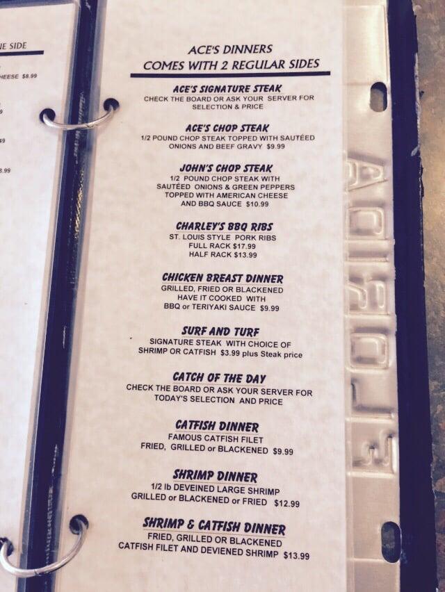 Menu at Ace's Restaurant, Milton