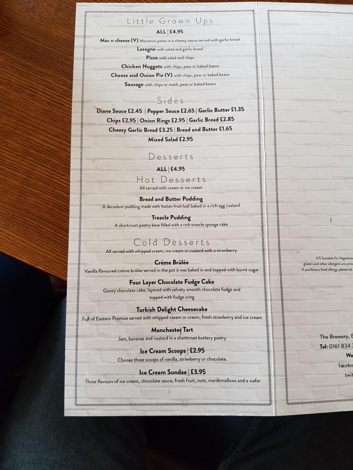 Menu at Cart and Horses pub & bar, Atherton
