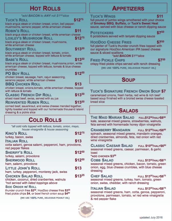 Menu at Friar Tuck's Hoagie House pub & bar, Fairbanks