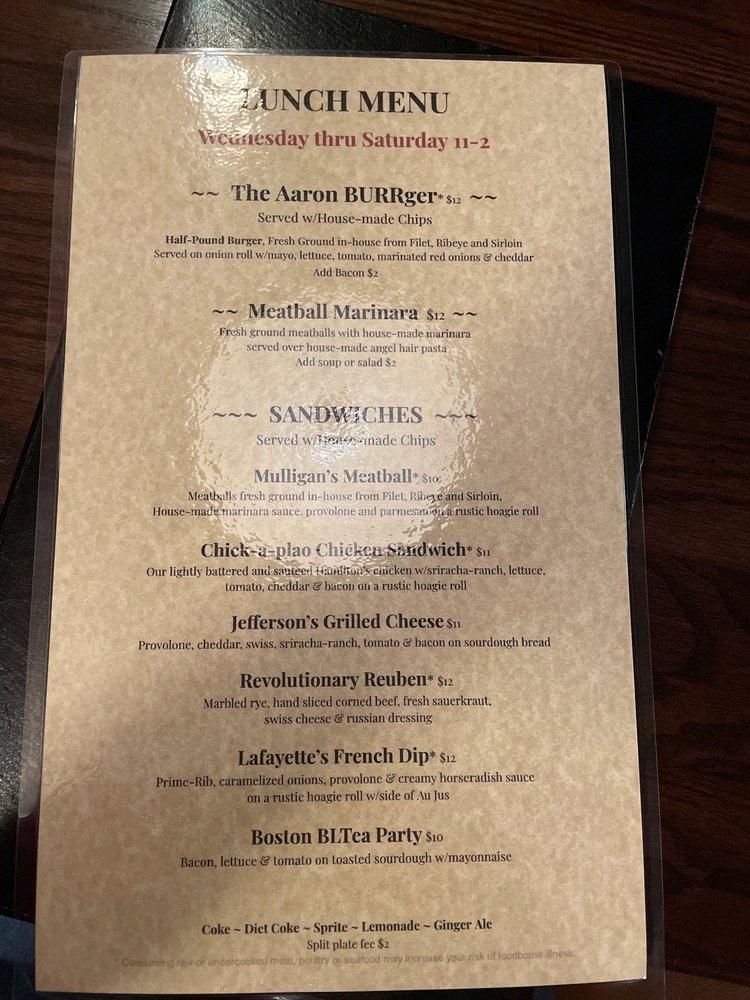 Menu at Hamilton's Steakhouse, Asheboro