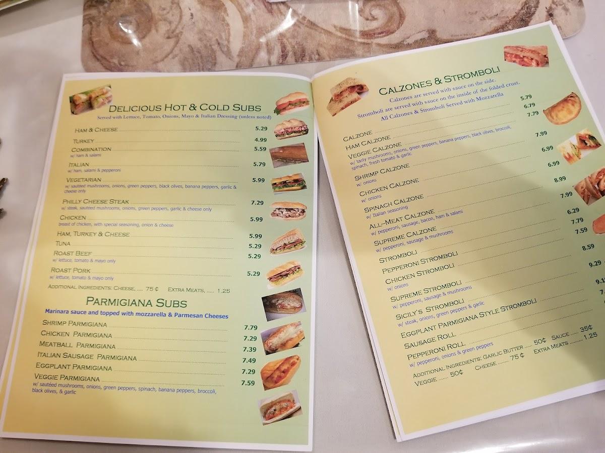 Menu at Valentino's restaurant, Clintwood