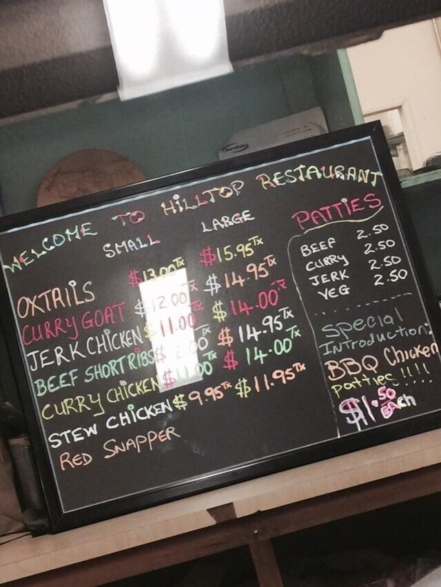 Menu at Hilltop Jamaican Market & Restaurant A1, Pomona