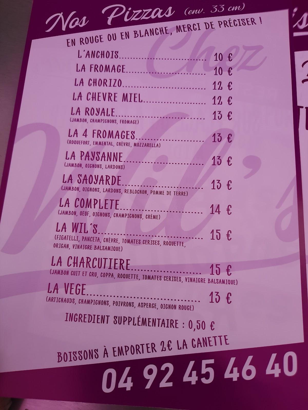 Menu Au La Petite Maison Chez Wils Restaurant Gap