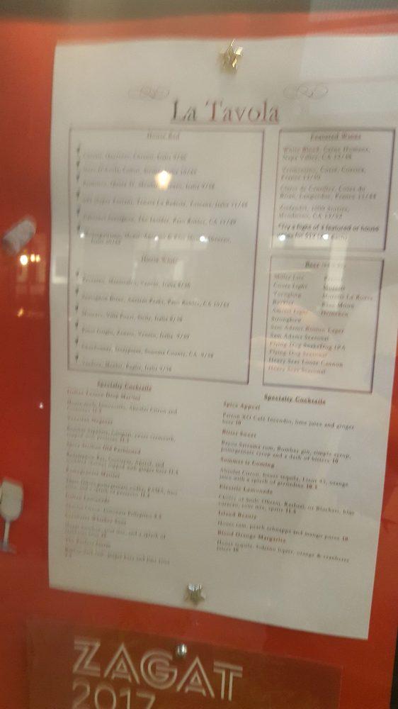 Menu at La Tavola pizzeria, Baltimore, 248 Albemarle St