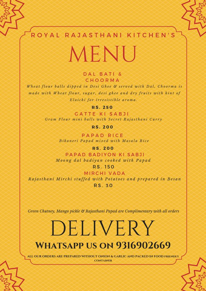 Menu at Royal Rajasthani Kitchen, Ludhiana