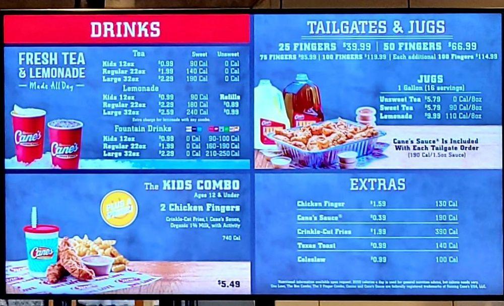 Menu at Raising Cane's Chicken Fingers fast food, Roseville