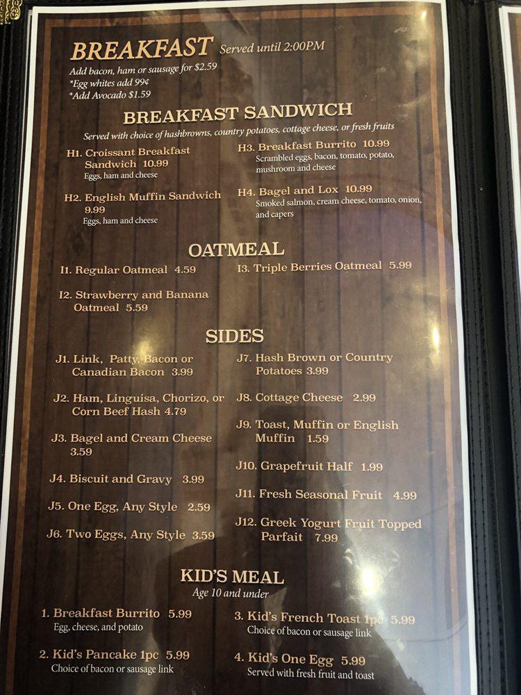 Menu at 833 Brick Cafe, Livermore