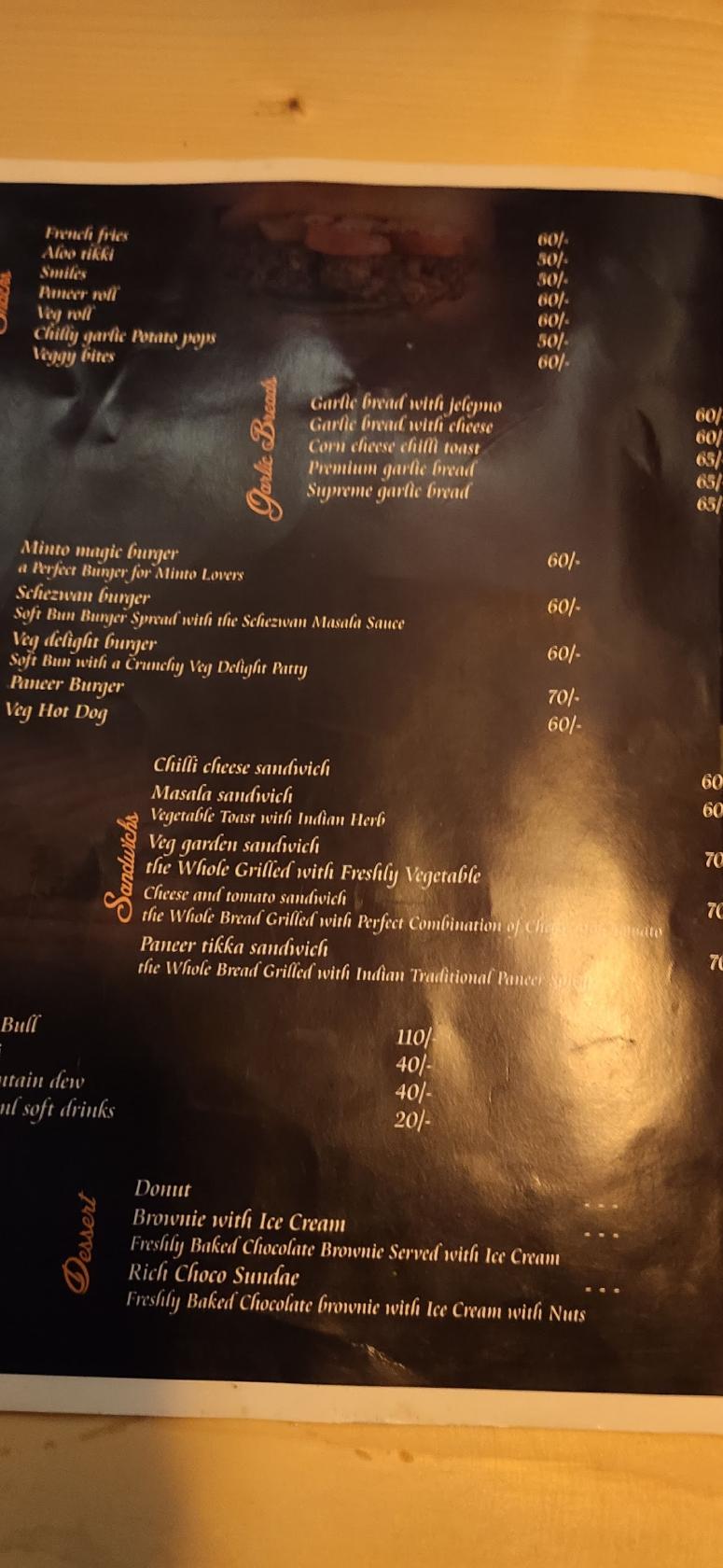 Menu at Young Delight Cafe, Kalaburagi