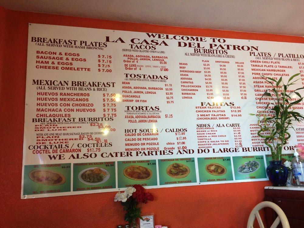 Menu at Gomez Burritos restaurant, Denver, Washington St