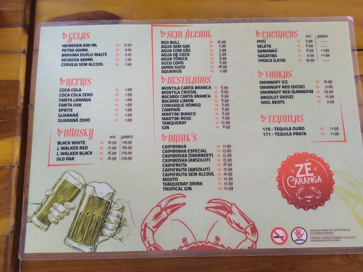 Menu Em Z Caranga Botequim Pub Bar Natal