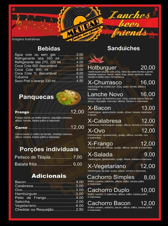 Meu Bar Cascavel cardápio