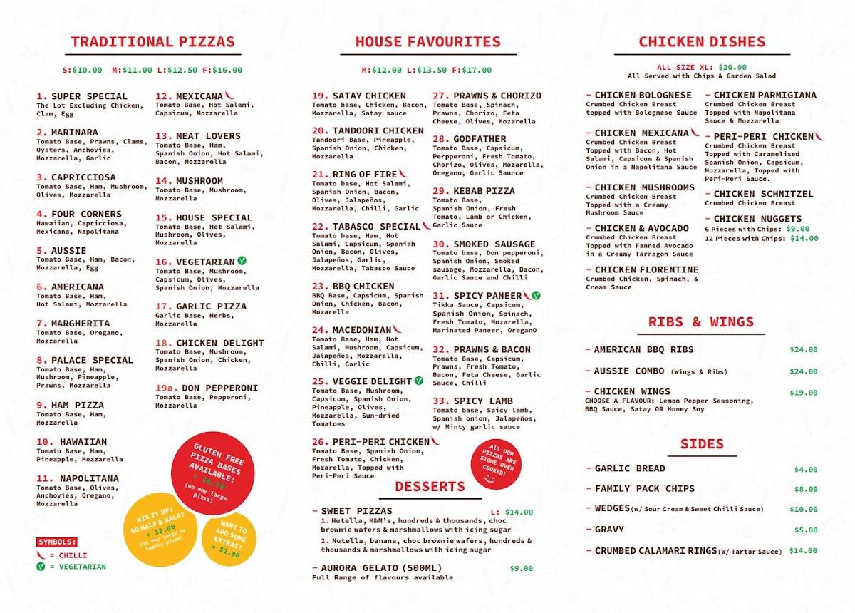 Menu at Palace Dial a Pizza Craigieburn fast food, Craigieburn