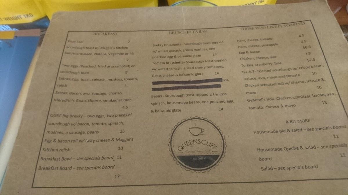 Menu at Queenscliff General Store & Take Away cafe, Queenscliff