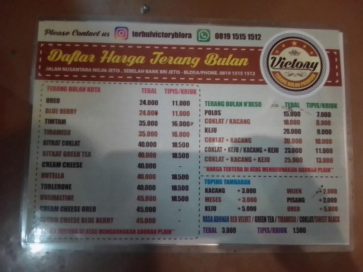 Menu At Terang Bulan Victory Cafe Blora Jl Nusantara No06
