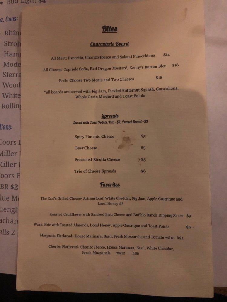 Menu at The Earl pub & bar, New Albany