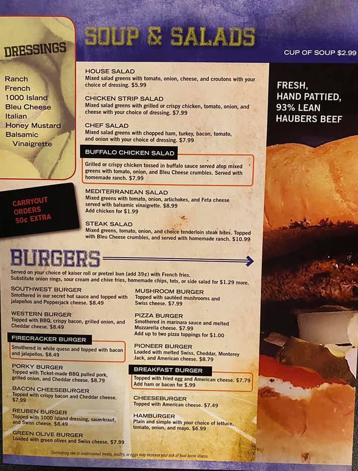 Menu at Ticket Bar & Grill, Platteville