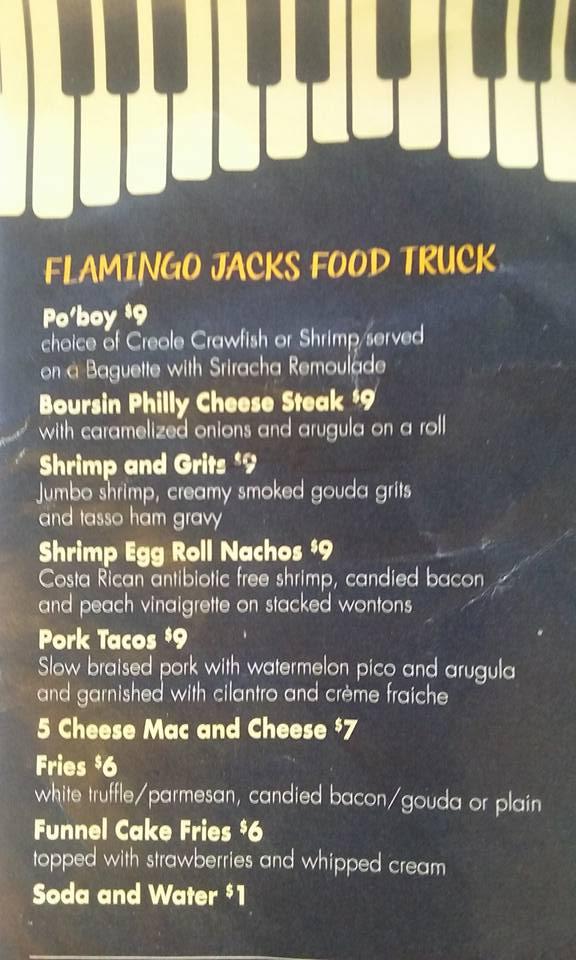 Menu at Flamingo Jack's Food Truck restaurant, Wooster