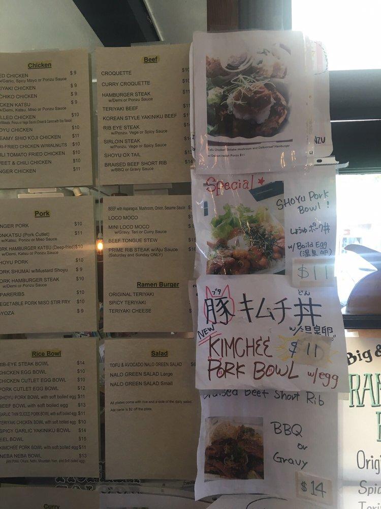Menu at Pioneer Saloon restaurant, Honolulu, Monsarrat Ave