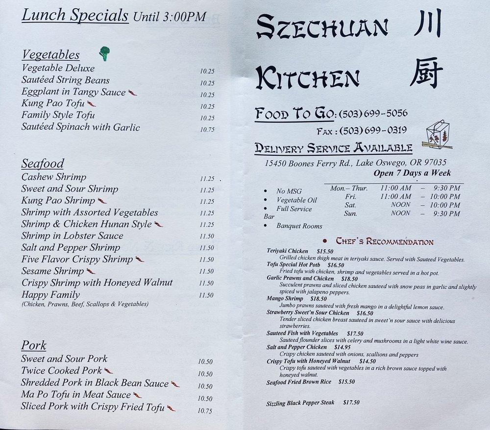 Menu At Szechuan Kitchen Restaurant Lake Oswego Boones Ferry Rd   R2fd Szechuan Kitchen Menu 2022 09 1 