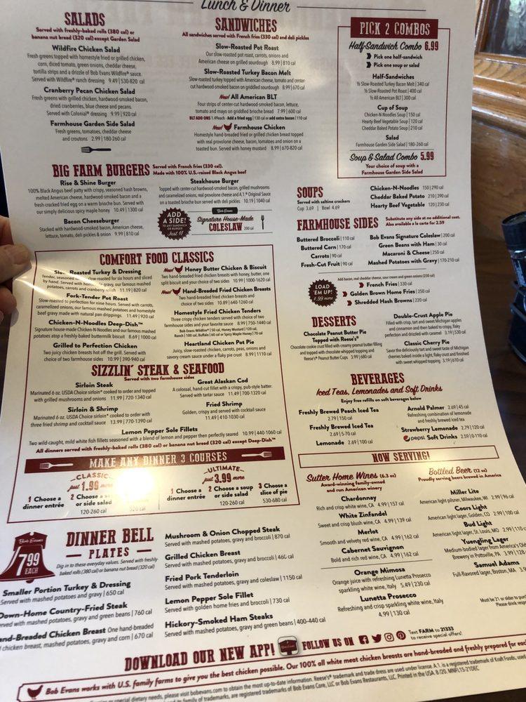 Menu at Bob Evans restaurant, Clarksville, E Lewis and Clark Pkwy