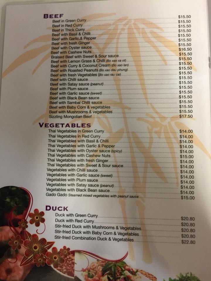 Menu at Ulladulla Palace restaurant, Ulladulla