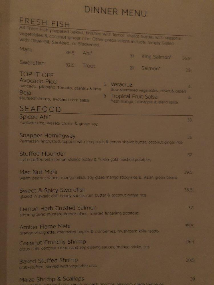 Menu at Chart House steakhouse, Alexandria