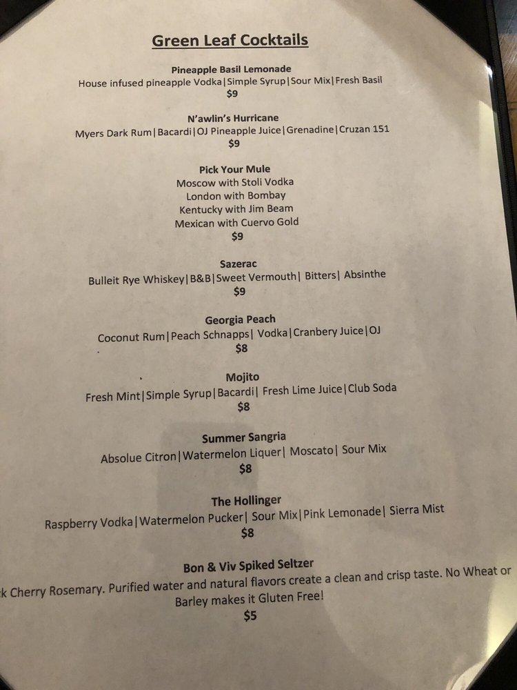 Menu at The Green Leaf Grill steakhouse, Waynesboro