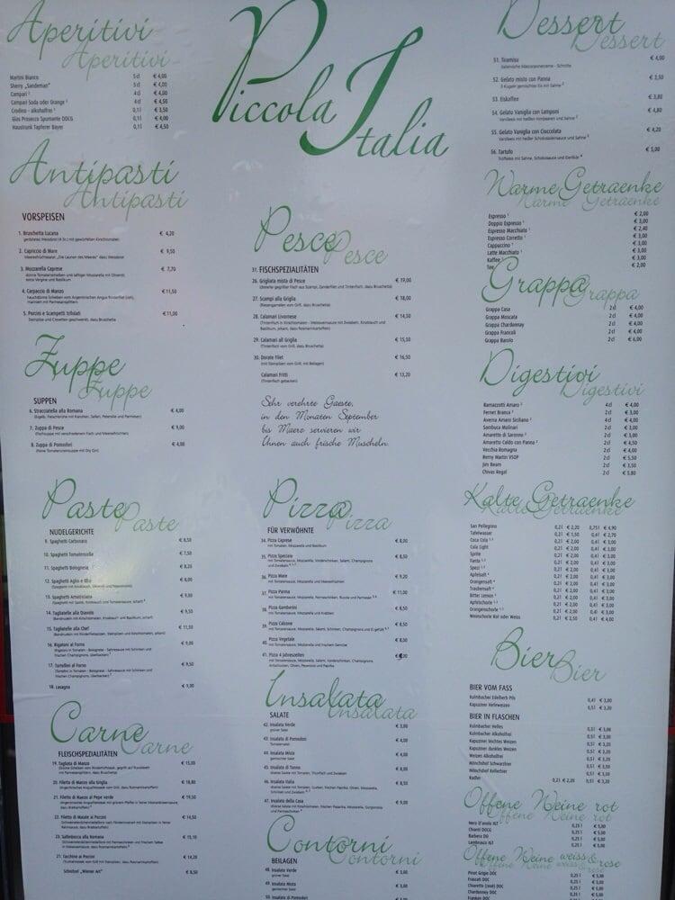 Speisekarte von Piccola Italia pizza, Nürnberg, Reutleser Str. 22