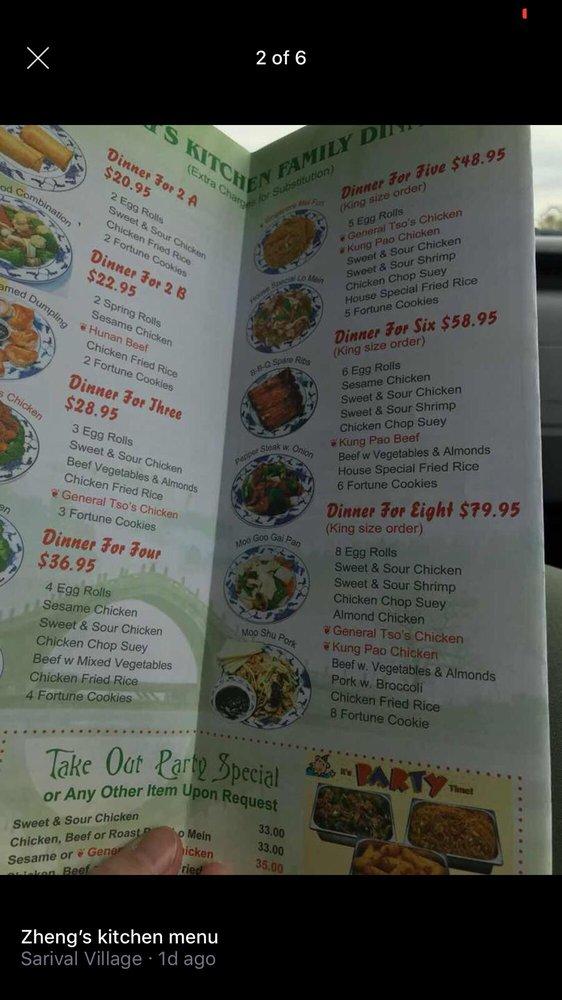 Menu at Zheng's Chinese Kitchen restaurant, Goodyear