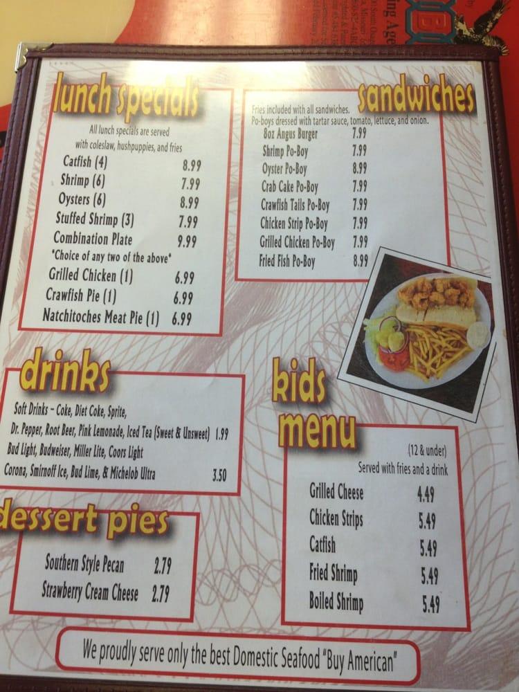 Menu at Crawfish Hole #2 Steak & Seafood Restaurant, Minden