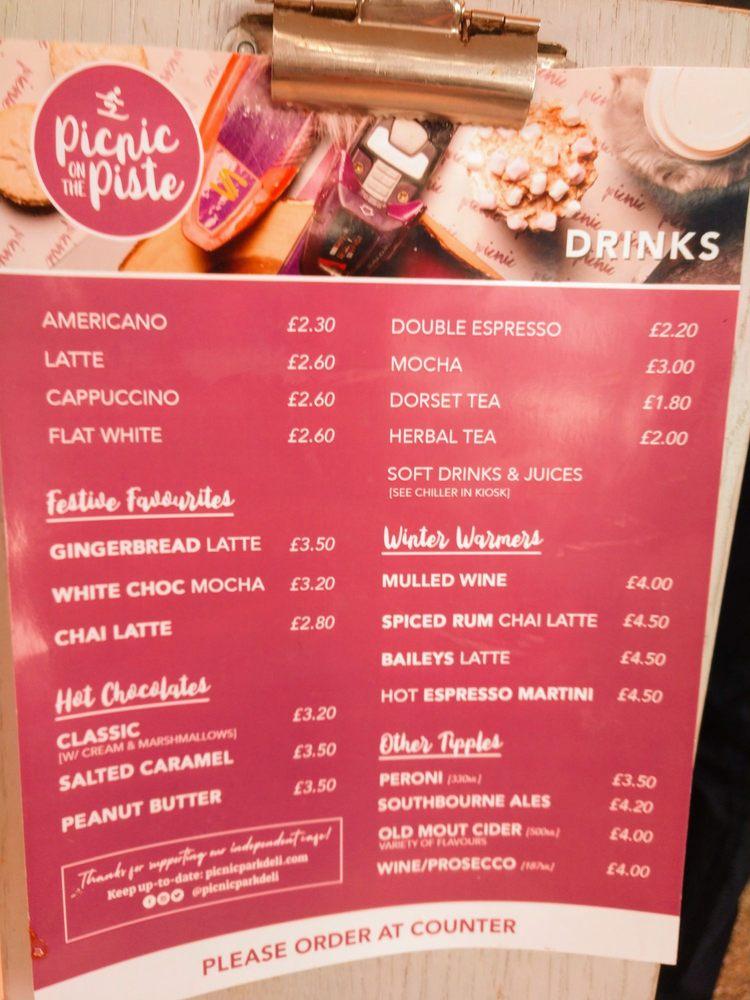 Menu at Picnic Park Deli cafe, Bournemouth