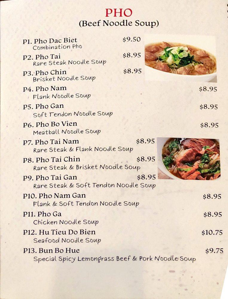 Menu at Thien- An Pho (House of Noodle) restaurant, Harrisonburg