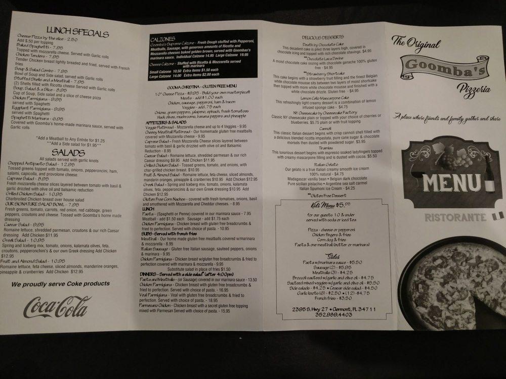 Menu at D'Italia Pizzeria & Ristorante, Clermont