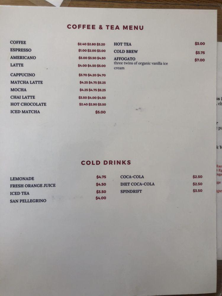 Menu at Town Bakery & Cafe, Moraga