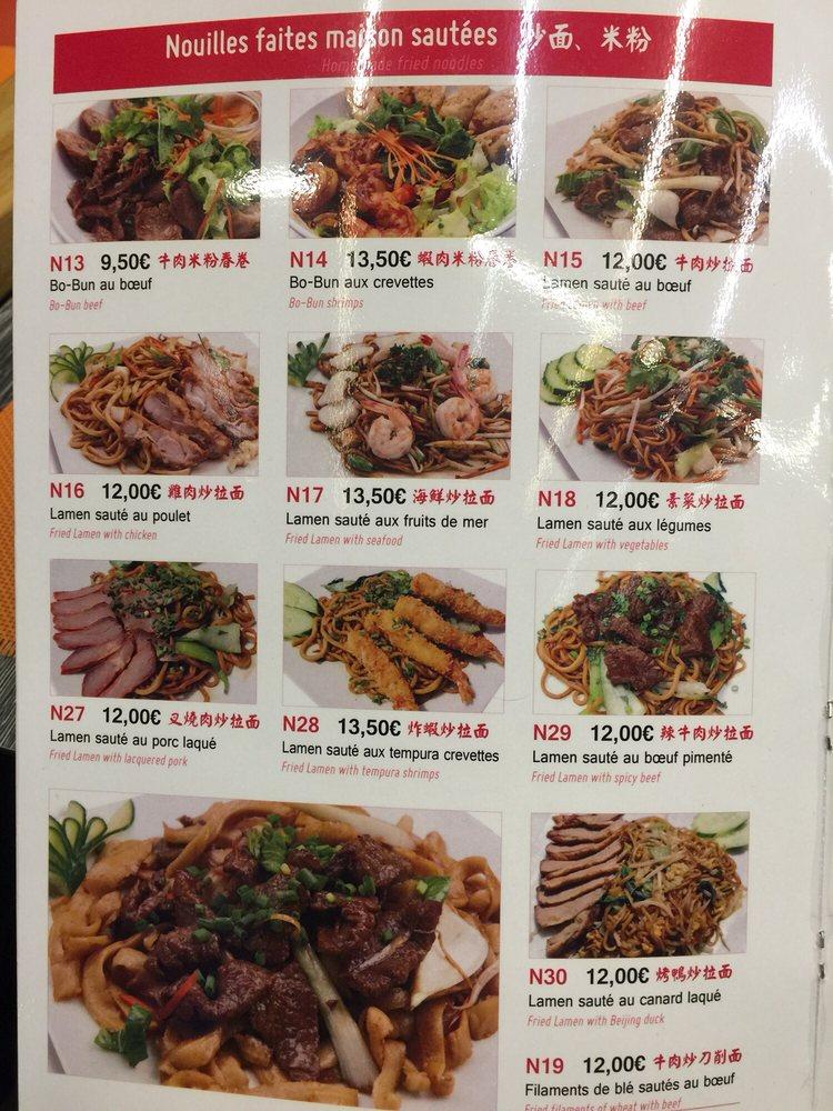 Menu at My Noodles restaurant, Paris
